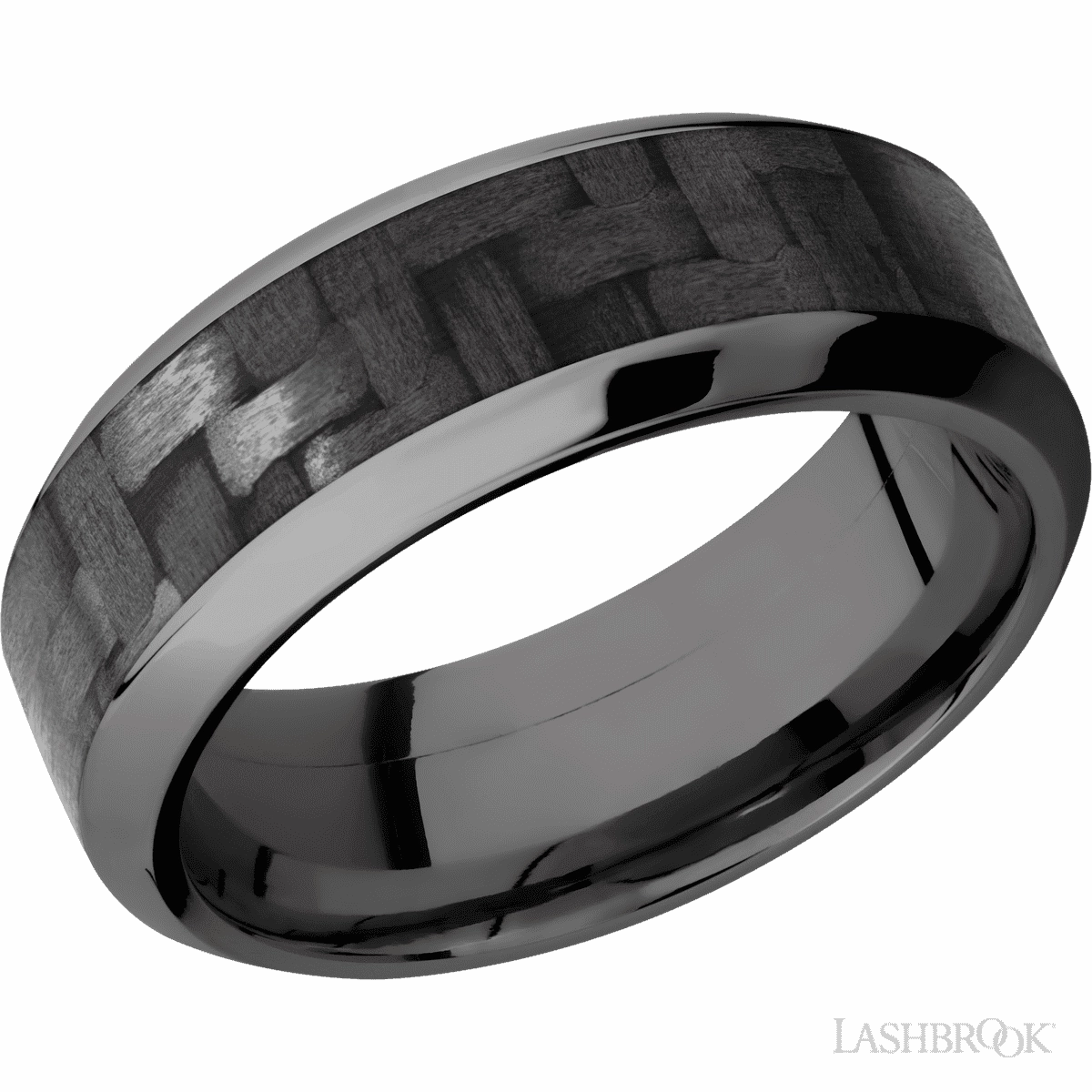 Carbon Fiber Wedding Band Black Zirconium 8mm Wide Essential Gift