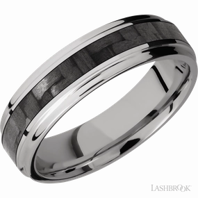 Carbon Fiber Wedding Band Titanium 6mm Wide | Mullen Jewelers Trendy Finish Excellent Statement