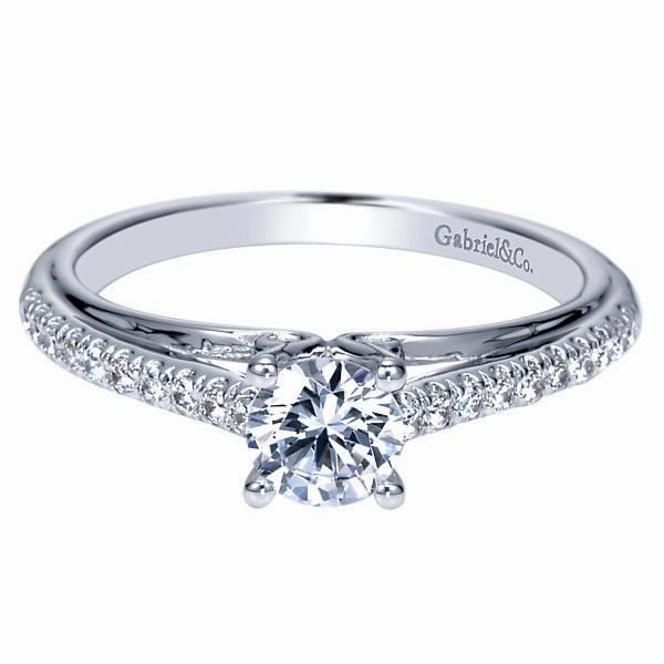 Summer Style Pave Set Round Trellis Diamond Engagement Ring 1/2 Cttw 14K