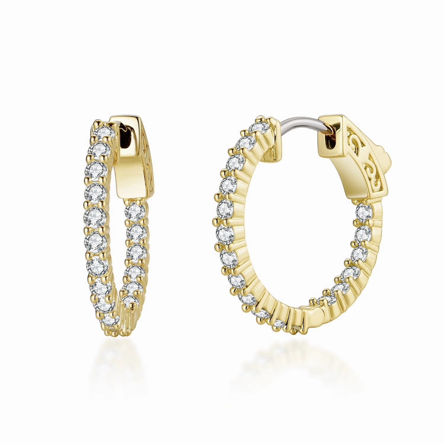 Surgical Steel Gold Plated Micropave CZ Hoop Earrings Pretty Touch