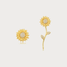 Eye-Catching Detail Handmade Statement Gold Sunflower Earrings