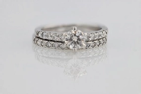 Center Diamond Engagement Ring With Diamond Wedding Band Anniversary Celebration Modern Adornment