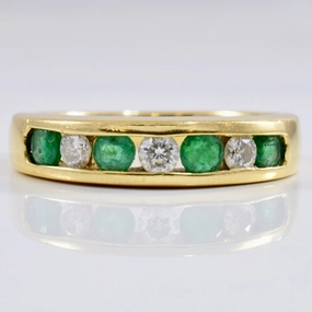 Linear Form Holiday Outfit Channel Set Diamond and Emerald Ring | 0.18 ctw SZ 5.75 |