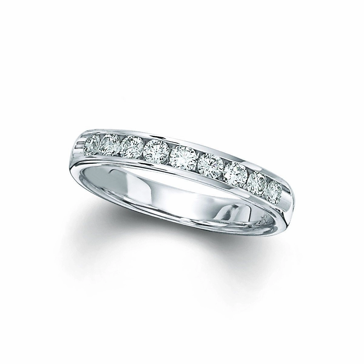 Channel Set Diamond Anniversary Band 1cttw 14K White Gold Affordable Art Classic Style