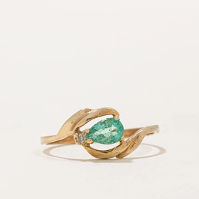 Outdoor Light Graduation Day Emerald & Diamond Abstract Ring | 0.33ct, 0.01ct | SZ 7.25 |