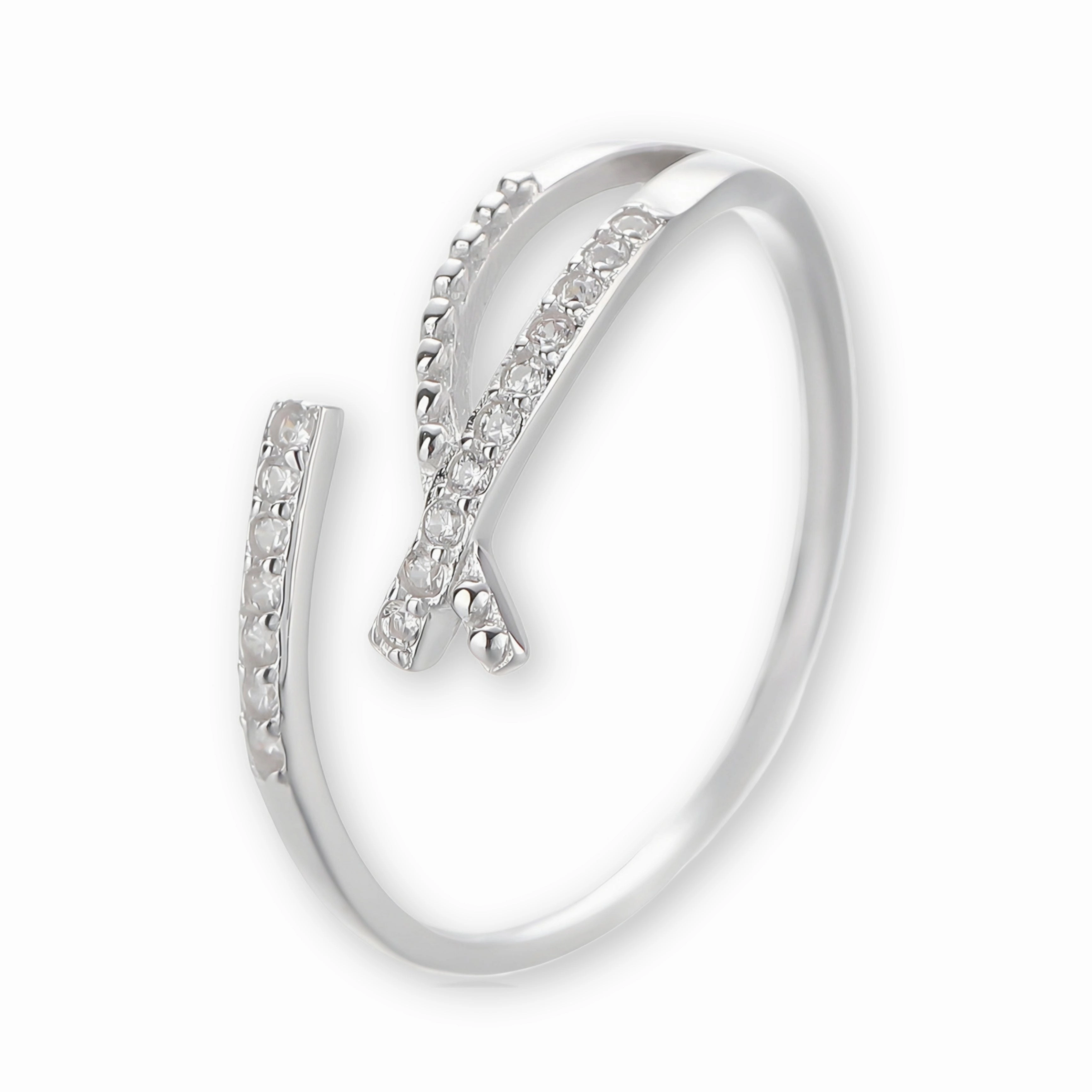 Sterling Silver Overlapping/Crossover Elegant Ring Bold Feature