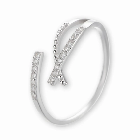 Sterling Silver Overlapping/Crossover Elegant Ring Bold Feature