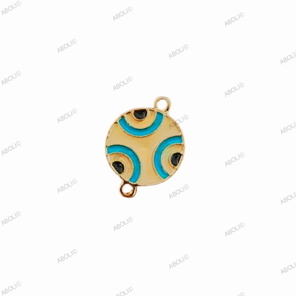 Light blue ivory round evil eye Round evil eye connector charm Evil eye bracelet connector Luxury Shine Elegant Shine Pieces