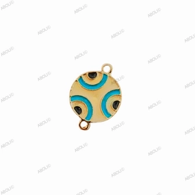 Light blue ivory round evil eye Round evil eye connector charm Evil eye bracelet connector Luxury Shine Elegant Shine Pieces