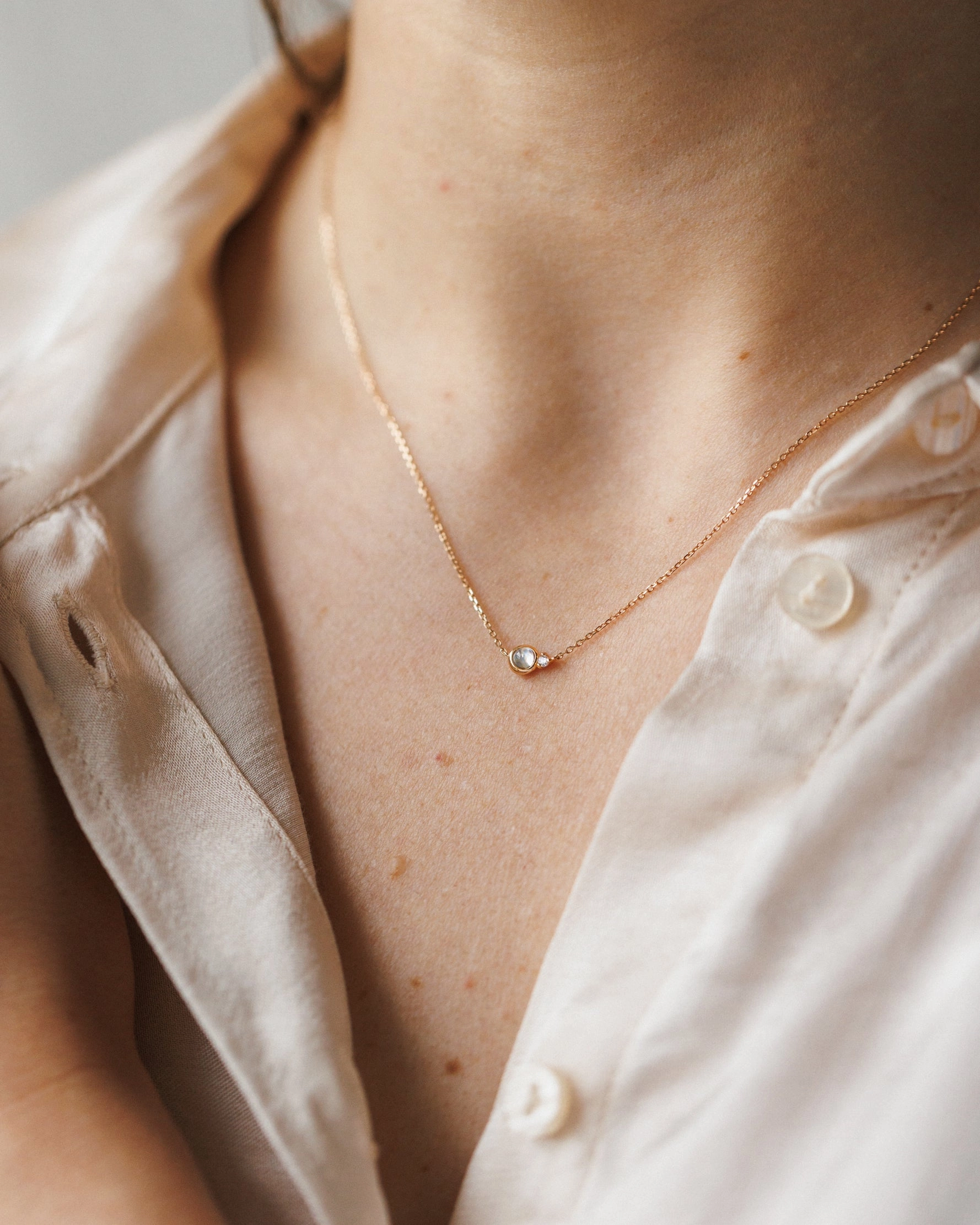 Meaningful Jewelry Solid Gold Moonstruck Necklace