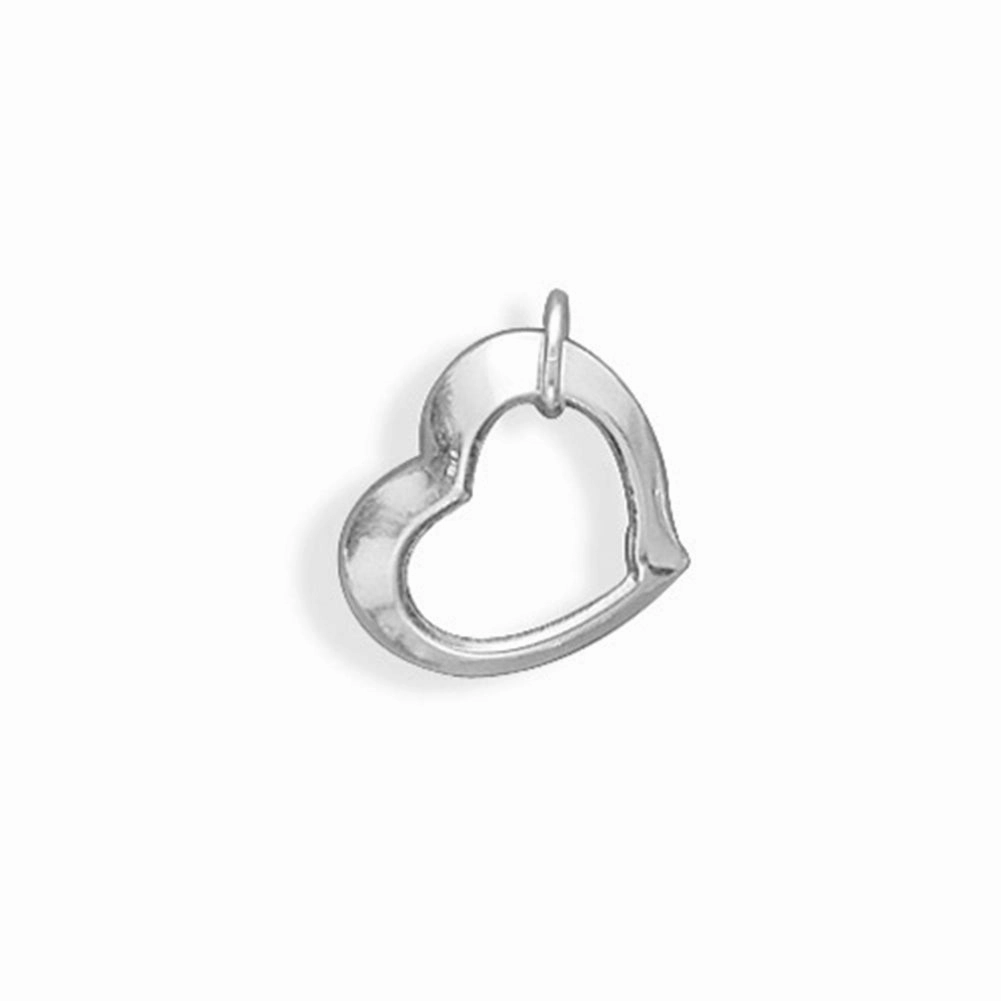 Floating Heart Charm or Pendant Sterling Silver, Made in the USA Polished Flow