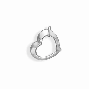 Floating Heart Charm or Pendant Sterling Silver, Made in the USA Polished Flow