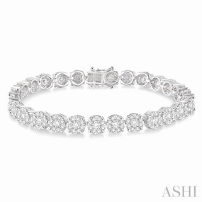 7 Ctw Round Cut Diamond Lovebright Tennis Bracelet in 14K White Gold Surprising Element
