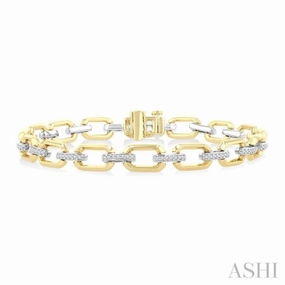 1/3 Ctw Round Cut Diamond Bold Octagonal Shape Link Bracelet in 10K Yellow and White Gold Meritorious Entry
