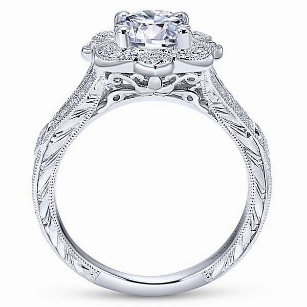 Vintage Halo Round Diamond Ring .43Cttw 14K White Gold 144A Budget Ornament