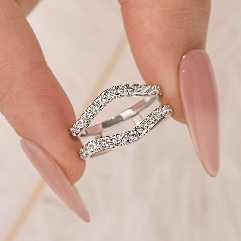 Glam Effect Elite Detail Vintage Insert Wedding Band Engagement Ring Enhancer In Sterling Silver