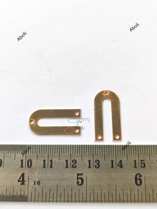 Custom Gifts Luminous Highlight Rose Gold Metal Arch Connector U shaped Jewellery Component MACU6 Shiny finish 3 hole connectors