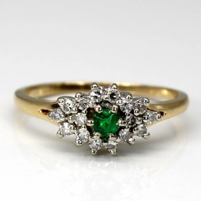 Delicate Style Layered Glow Diamond & Emerald Cocktail Ring | 0.22ctw | 0.09ct | SZ 6.75 |