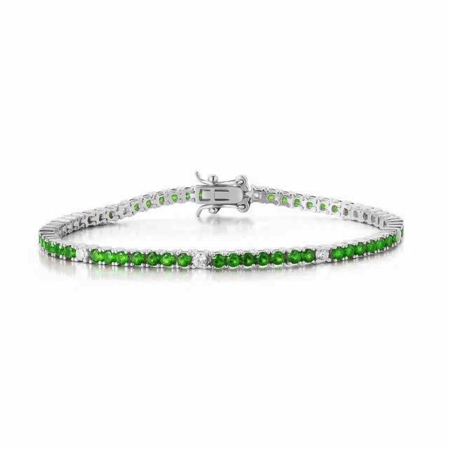 Modern Edge Sterling Silver Ruby, Emerald, and Sapphire Colored CZ Stone Bracelet