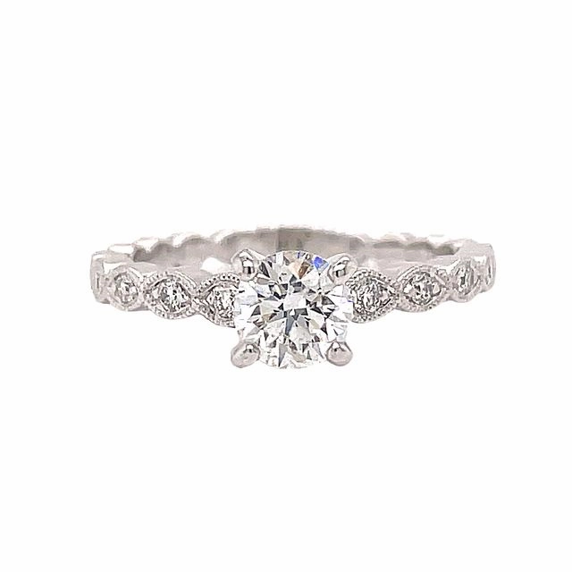 Stylish Craft Formal Accessory 14 Karat White Gold Straight Engagement Ring (.73cttw)