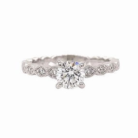 Stylish Craft Formal Accessory 14 Karat White Gold Straight Engagement Ring (.73cttw)