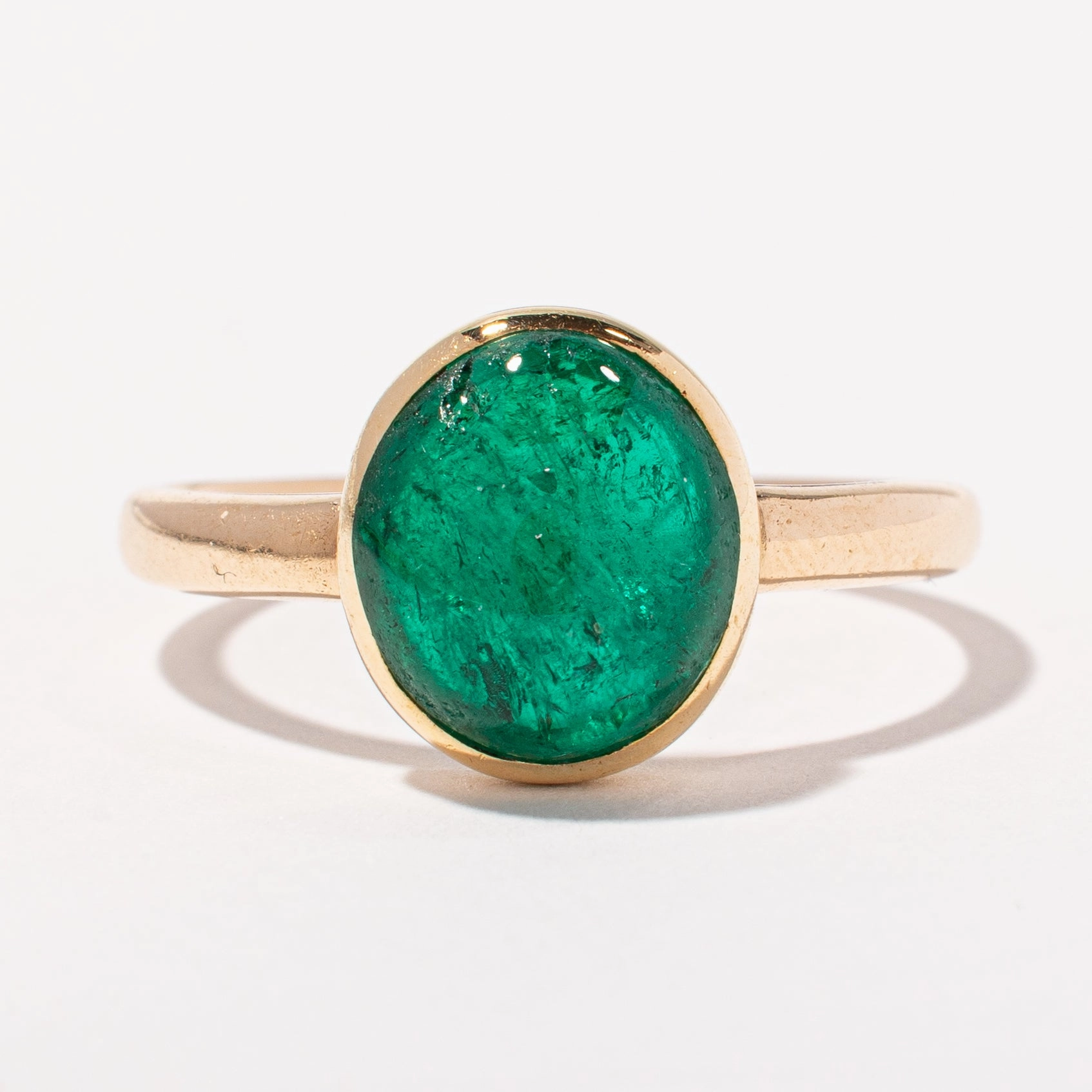 Dazzling Style Exclusive Touch Cabochon Emerald Cocktail Ring | 4.20ct | SZ 8.25 |