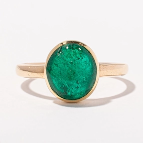 Dazzling Style Exclusive Touch Cabochon Emerald Cocktail Ring | 4.20ct | SZ 8.25 |