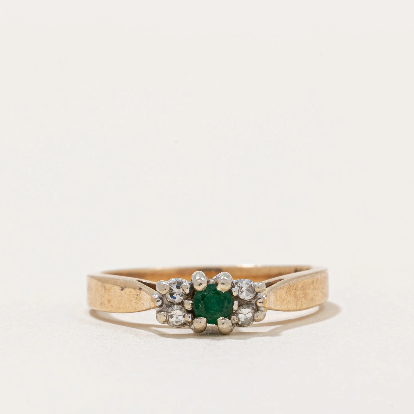 Color Pop Radiant Statement High Set Emerald & Diamond Ring | 0.06ct, 0.04ctw | SZ 5.75 |