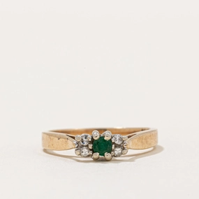 Color Pop Radiant Statement High Set Emerald & Diamond Ring | 0.06ct, 0.04ctw | SZ 5.75 |
