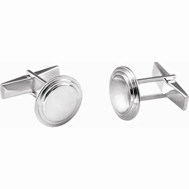 Sterling Silver Posh Mommy? Engravable Round Cuff Links Refined Detailing