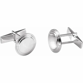Sterling Silver Posh Mommy? Engravable Round Cuff Links Refined Detailing
