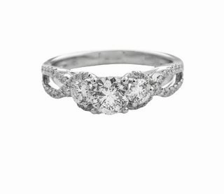 ROUND DIAMOND RING WITH DIAMONDS THROUGHOUT FREE FORM SHANK (1.27cttw) Custom Sign
