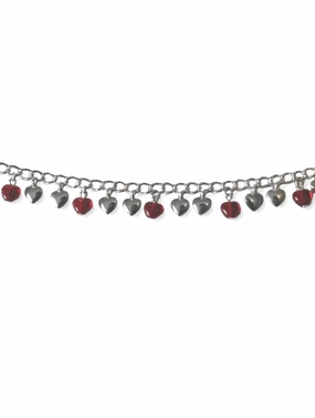 Childs Red and Silver Heart Charm Bracelet Adjustable Length Silver Plate Runway Inspired