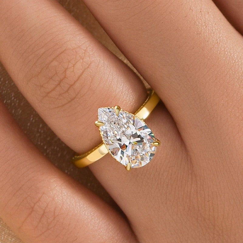 Classic 4.0Ct Pear Cut Engagement Ring Promise Ring In Sterling Silver Classic Appeal