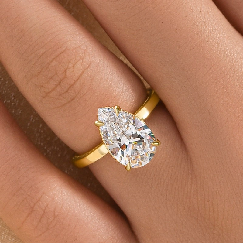 Evening Glamour Classic 4.0Ct Pear Cut Engagement Ring Promise Ring In Sterling Silver