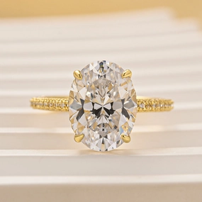 Refined Shine Classic 4.25Ct Oval Cut Engagement Ring With Hidden Halo In Sterling Silver