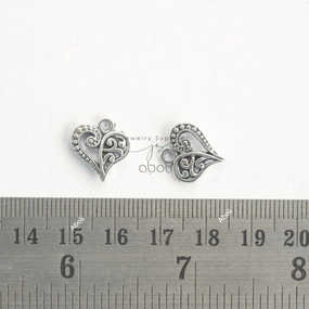 Anniversary Surprise Silver heart filigree heart silver charm double sided CHMS159 2 charms