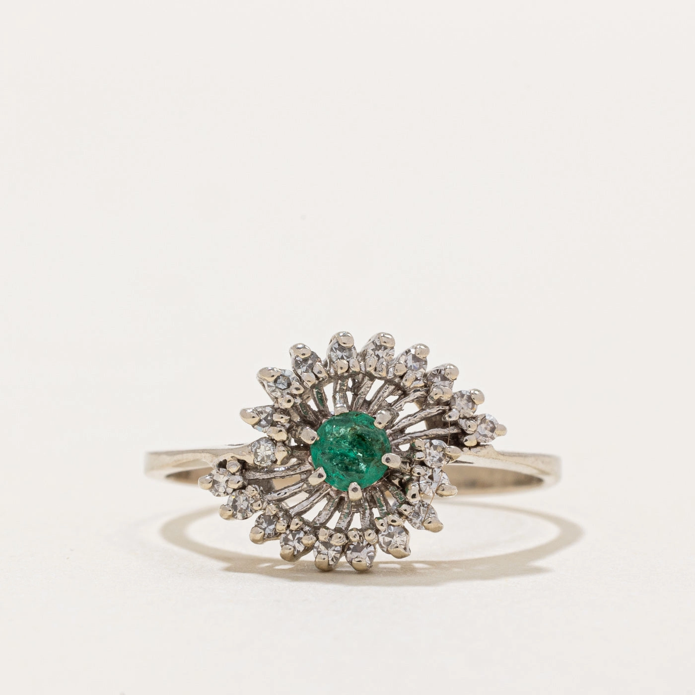 Artful Touch Beautiful finish Emerald & Diamond Ring | 0.13ct, 0.10ctw | SZ 7.75 |