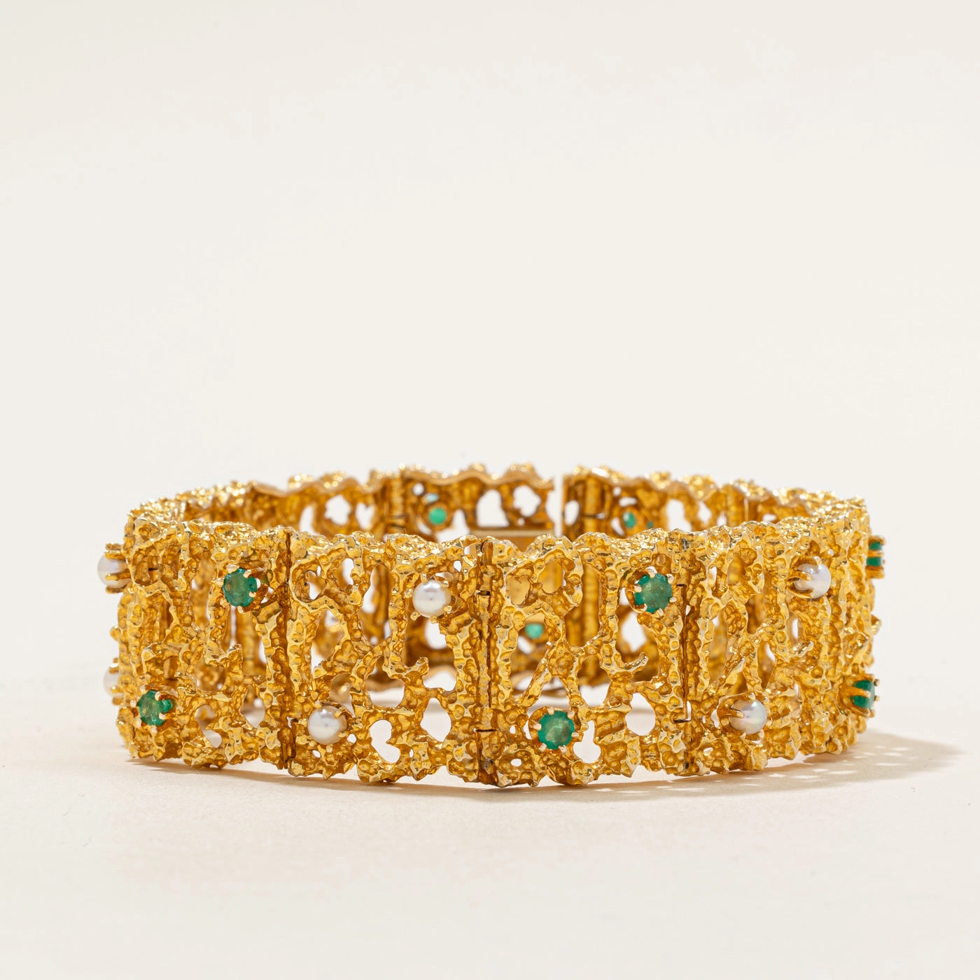 Seed Pearl & Emerald Bracelet | 1.65ctw, 1.00ctw | 7" | High Polish