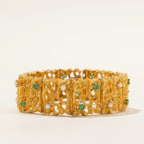 Seed Pearl & Emerald Bracelet | 1.65ctw, 1.00ctw | 7" | High Polish