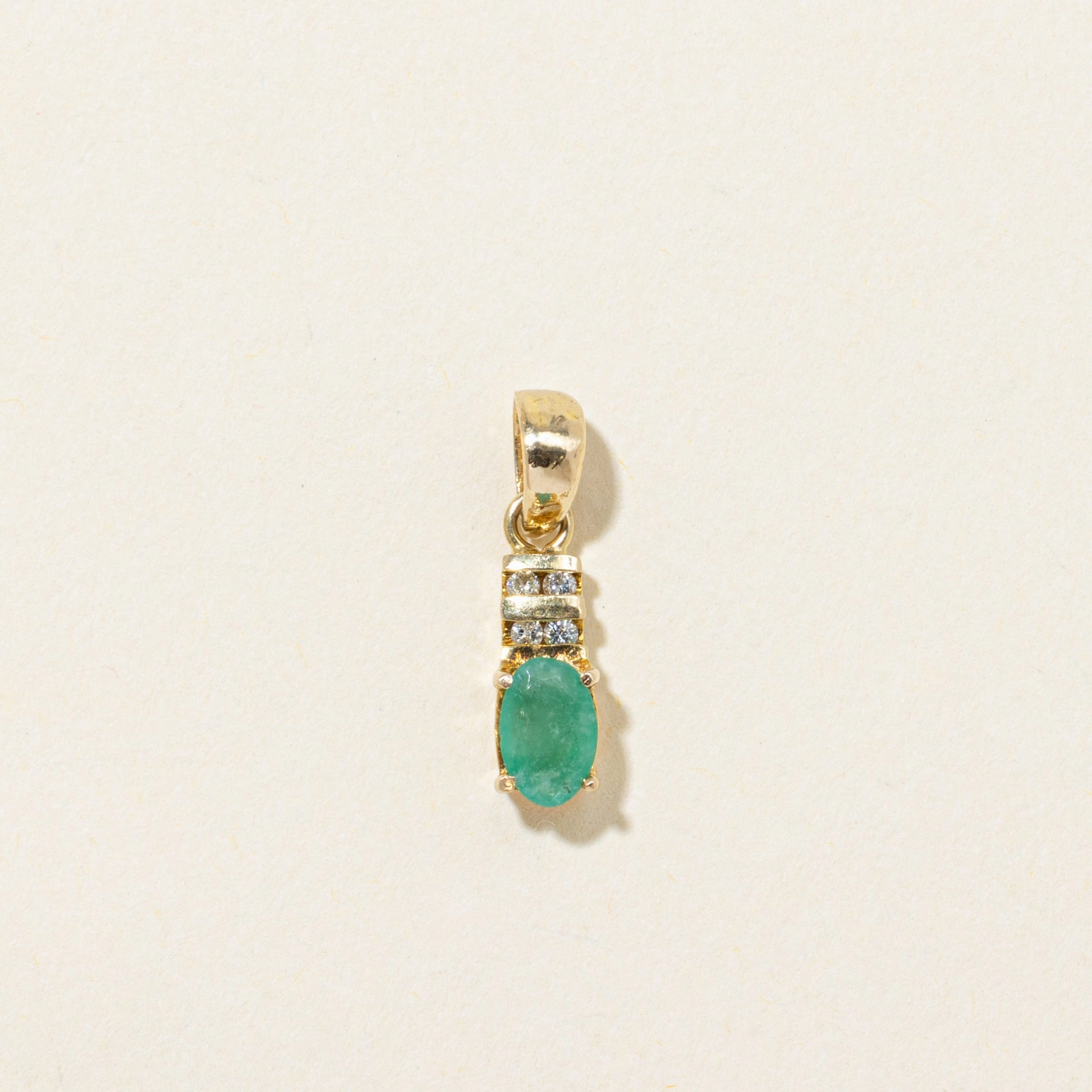 Understated Shine Emerald & Diamond Pendant | 0.44ct, 0.04ctw