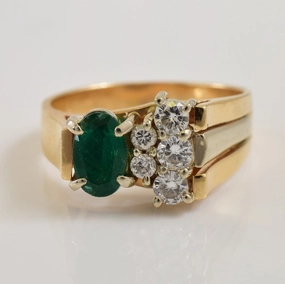 Charming appeal Emerald & Diamond Ring | 0.50ct, 0.30ctw | SZ 7.25 |