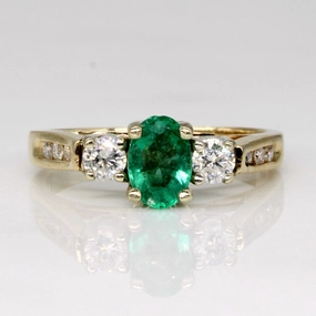 Emerald & Diamond Ring | 0.38ct, 0.16ctw | SZ 3.75 | Sophisticated Touch