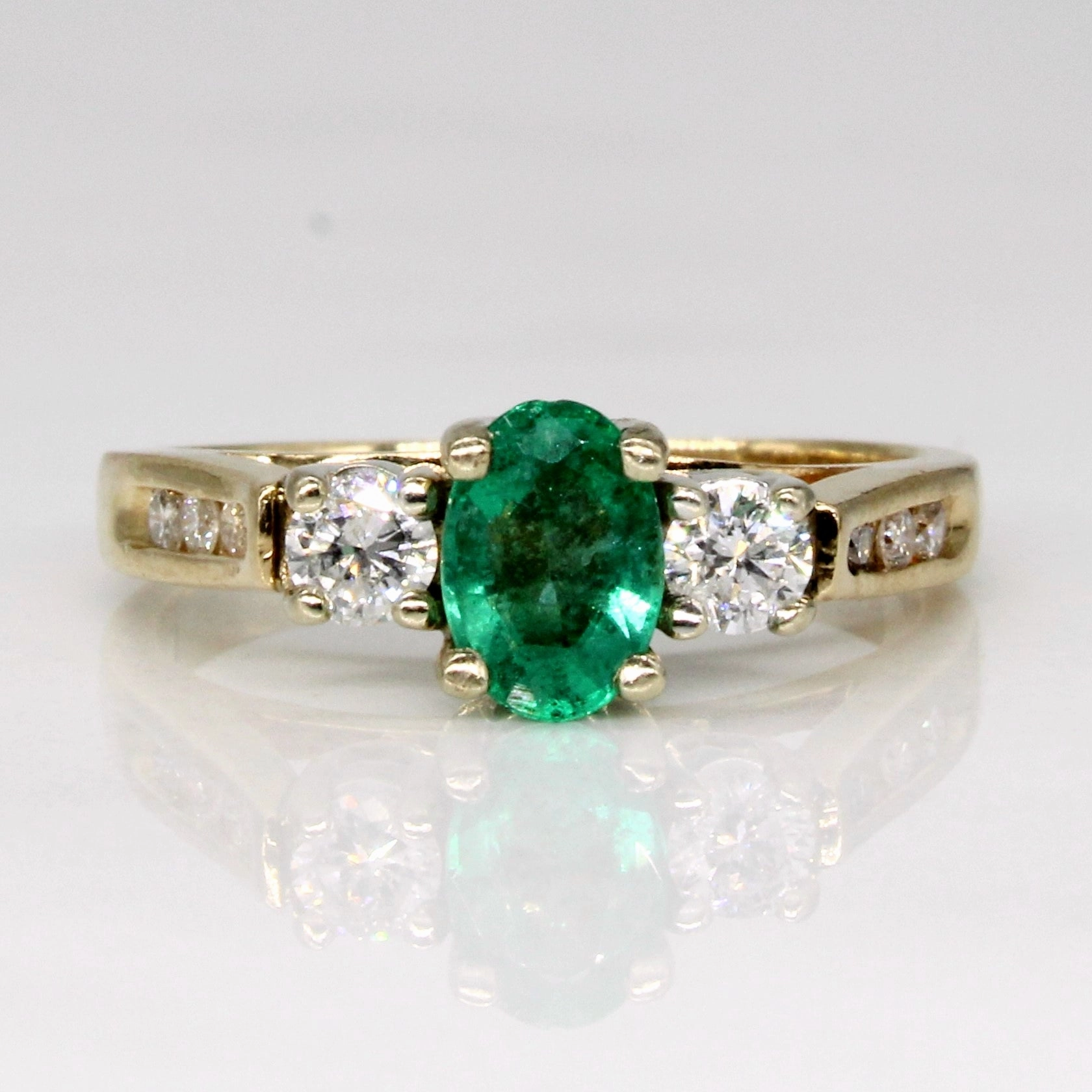 Emerald & Diamond Ring | 0.38ct, 0.16ctw | SZ 3.75 | Sophisticated Touch
