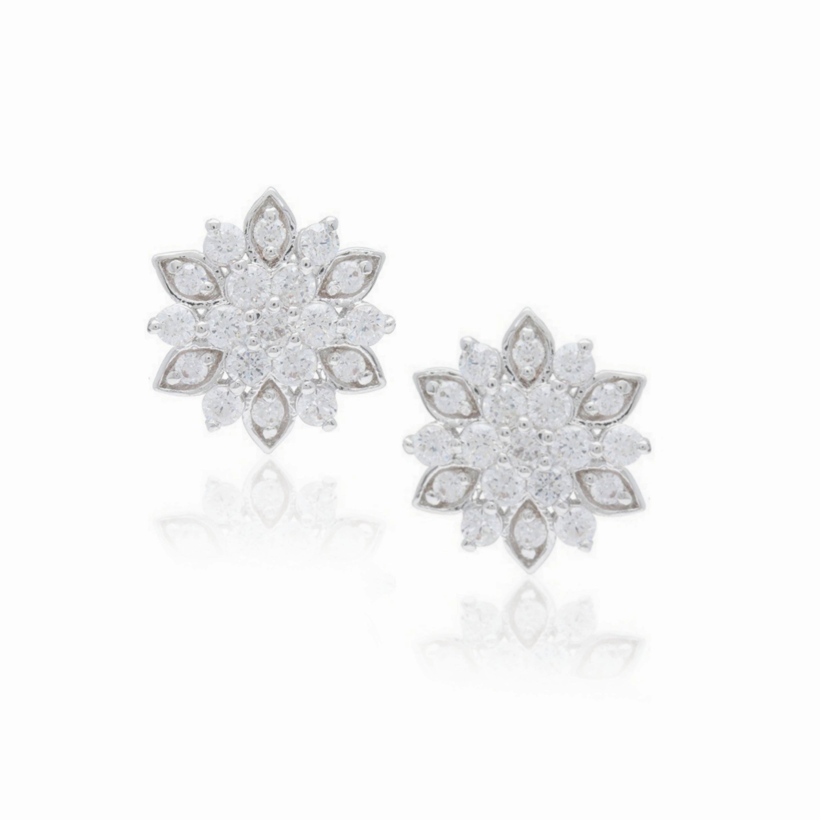 Gentle Radiance Work Ready Sterling Silver MicroPave CZ Flower Stud Earrings