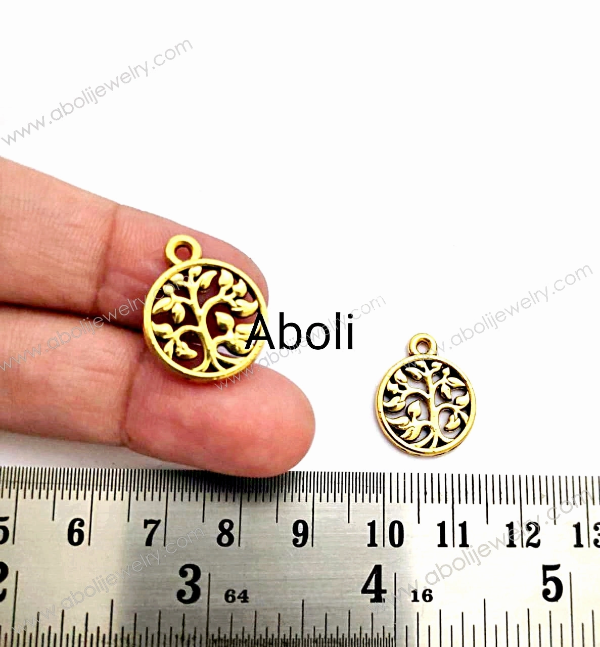 Dreamy Mood Golden tree of life in circle Charm nature CHMG17 2 charms