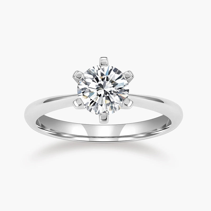 Refined Vibe Sparkling Shine Classic Six Prong Sterling Silver Wedding Ring
