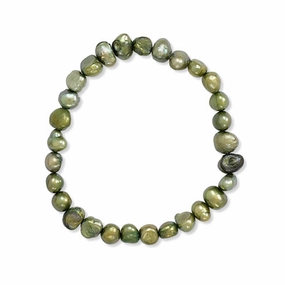 Chic Pulse Green Dyed Freshwater Cultured Freshwater Pearl Stretch Bracelet