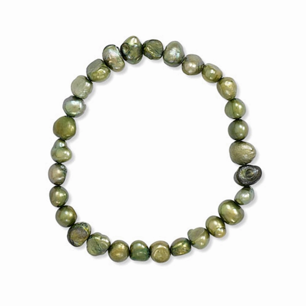 Chic Pulse Green Dyed Freshwater Cultured Freshwater Pearl Stretch Bracelet