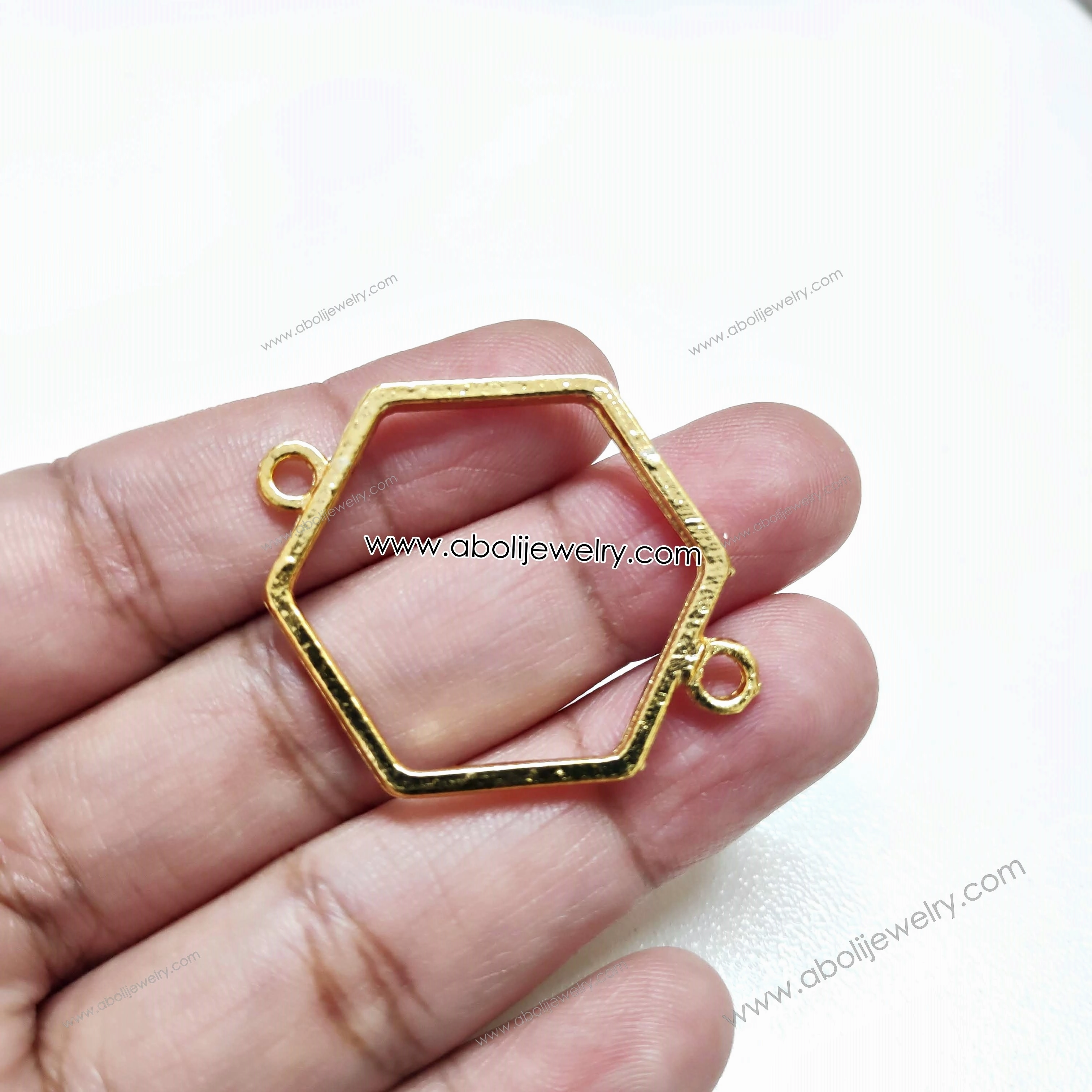 Refined Style Soft Features Golden hexagon resin bezel link connectors for bracelet rakhi bezel RRBG02